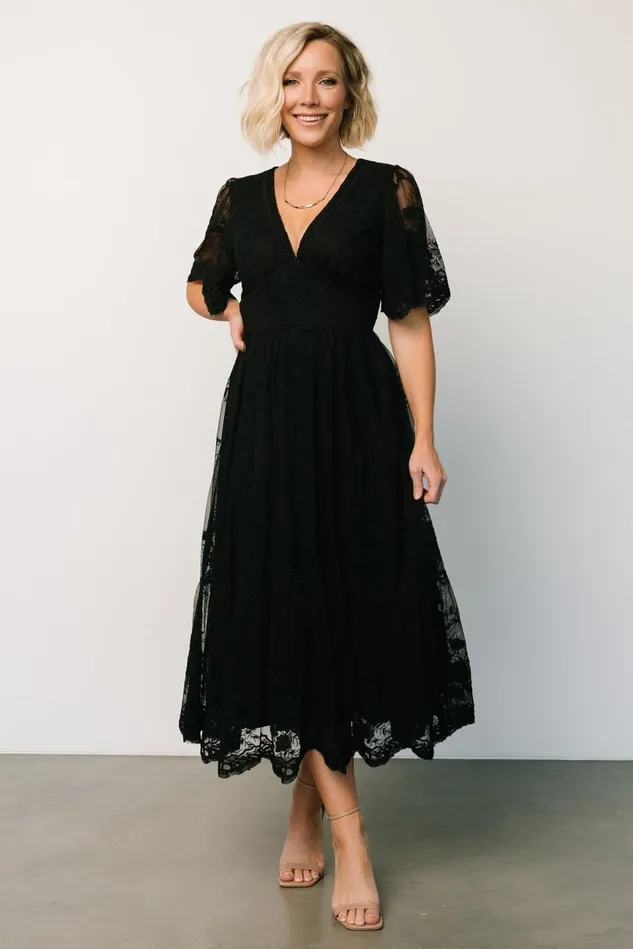 Baltic Born Mother Of The Bride Women Clarisa Lace Midi Dress Black