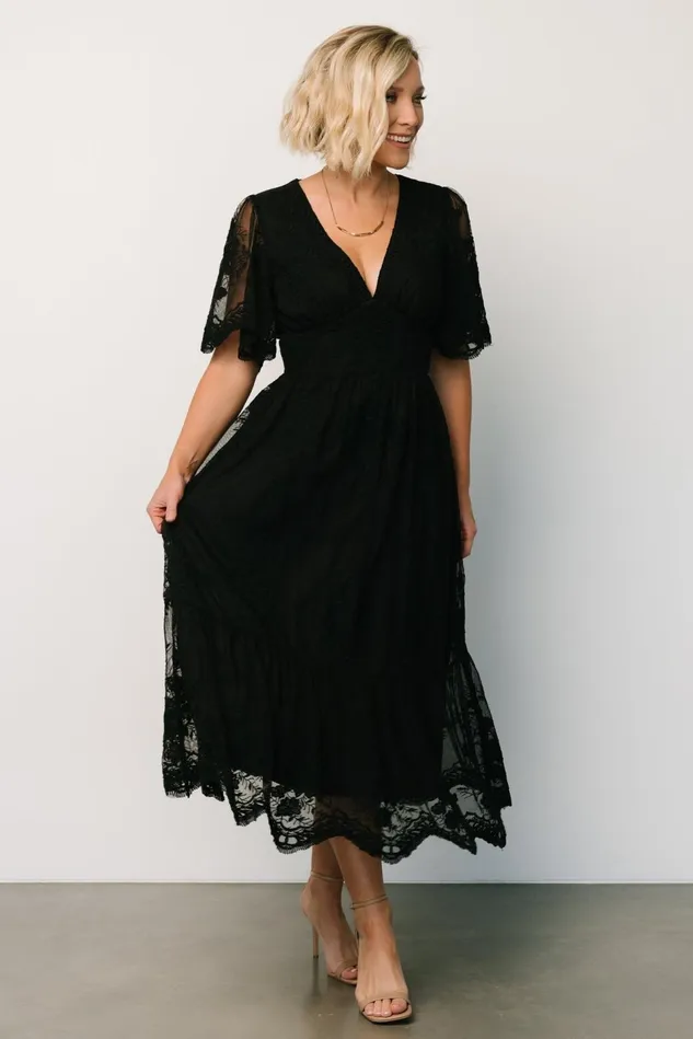 Baltic Born Mother Of The Bride Women Clarisa Lace Midi Dress Black Baltic Born Mother Of The Bride Women Clarisa Lace Midi Dress Black