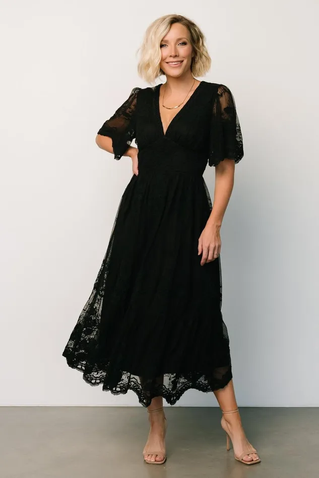 Baltic Born Mother Of The Bride Women Clarisa Lace Midi Dress Black Baltic Born Mother Of The Bride Women Clarisa Lace Midi Dress Black
