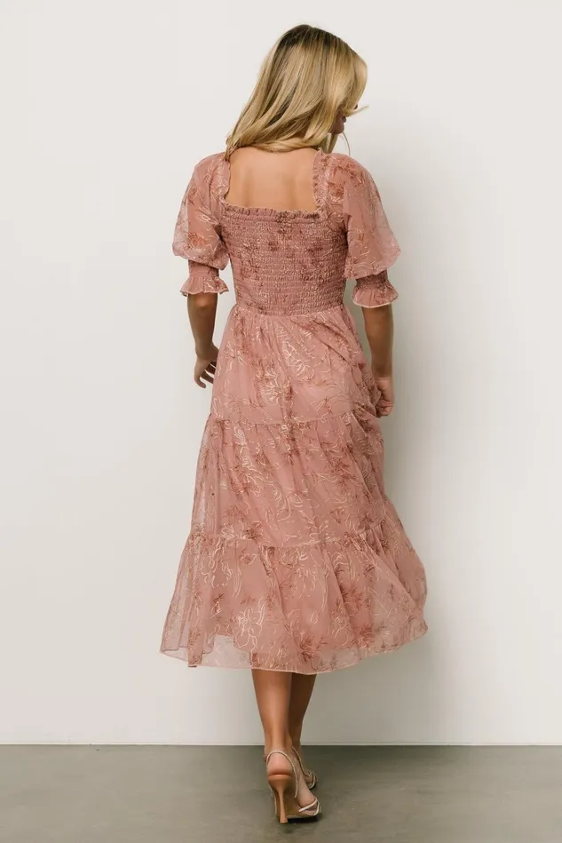 Baltic Born Mother Of The Bride Women Fabian Jacquard Midi Dress Mauve Gold