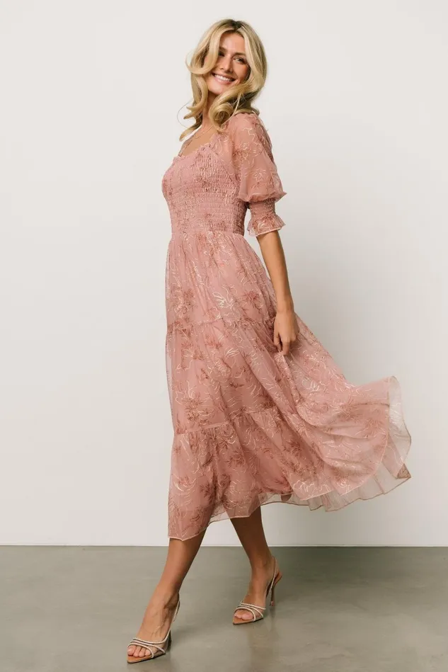 Baltic Born Mother Of The Bride Women Fabian Jacquard Midi Dress Mauve Gold