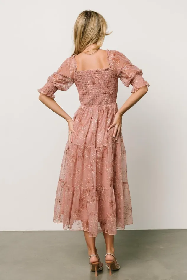 Baltic Born Mother Of The Bride Women Fabian Jacquard Midi Dress Mauve Gold