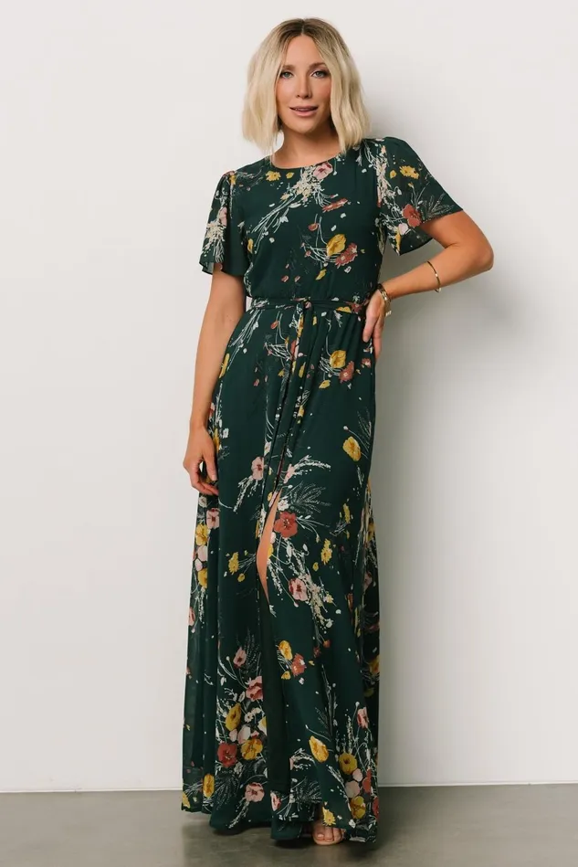 Baltic Born Mother Of The Bride Women Naomi Short Sleeve Maxi Dress Dark Green Floral Baltic Born Mother Of The Bride Women Naomi Short Sleeve Maxi Dress Dark Green Floral
