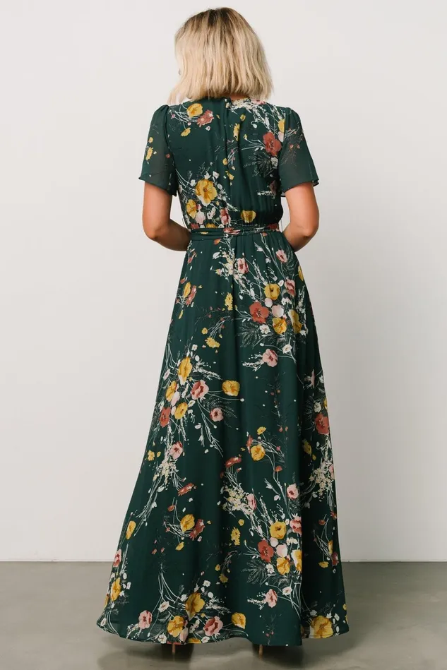 Baltic Born Mother Of The Bride Women Naomi Short Sleeve Maxi Dress Dark Green Floral Baltic Born Mother Of The Bride Women Naomi Short Sleeve Maxi Dress Dark Green Floral