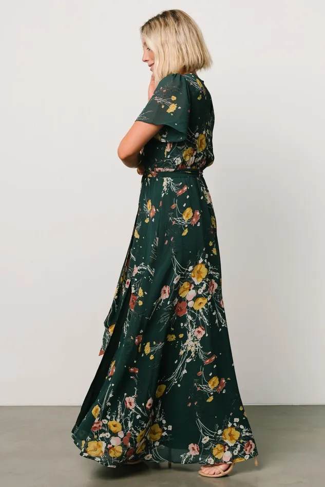 Baltic Born Mother Of The Bride Women Naomi Short Sleeve Maxi Dress Dark Green Floral Baltic Born Mother Of The Bride Women Naomi Short Sleeve Maxi Dress Dark Green Floral