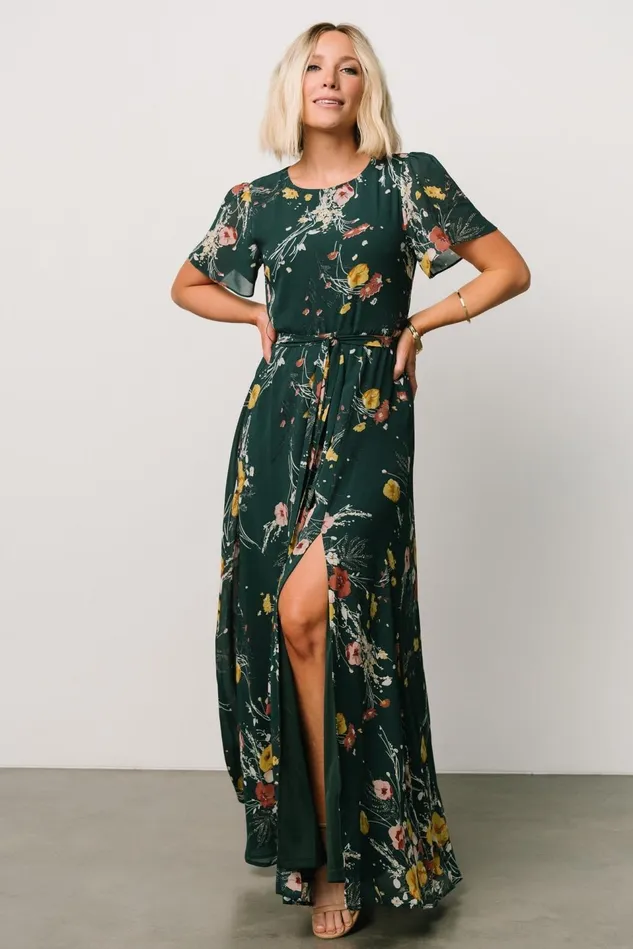 Baltic Born Mother Of The Bride Women Naomi Short Sleeve Maxi Dress Dark Green Floral Baltic Born Mother Of The Bride Women Naomi Short Sleeve Maxi Dress Dark Green Floral