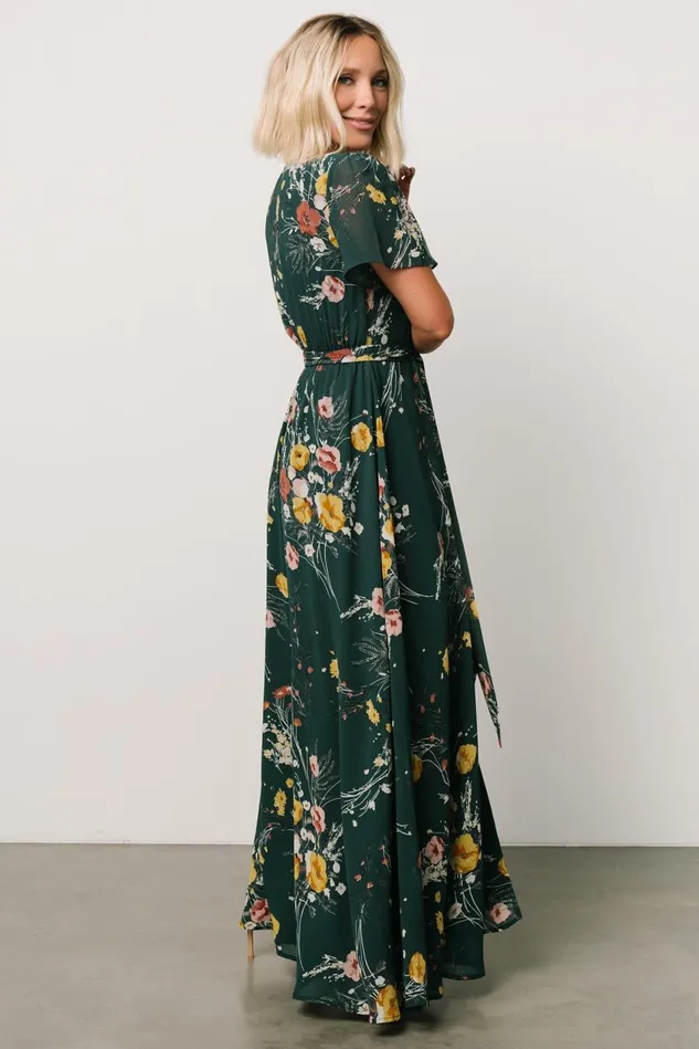 Baltic Born Mother Of The Bride Women Naomi Short Sleeve Maxi Dress Dark Green Floral Baltic Born Mother Of The Bride Women Naomi Short Sleeve Maxi Dress Dark Green Floral