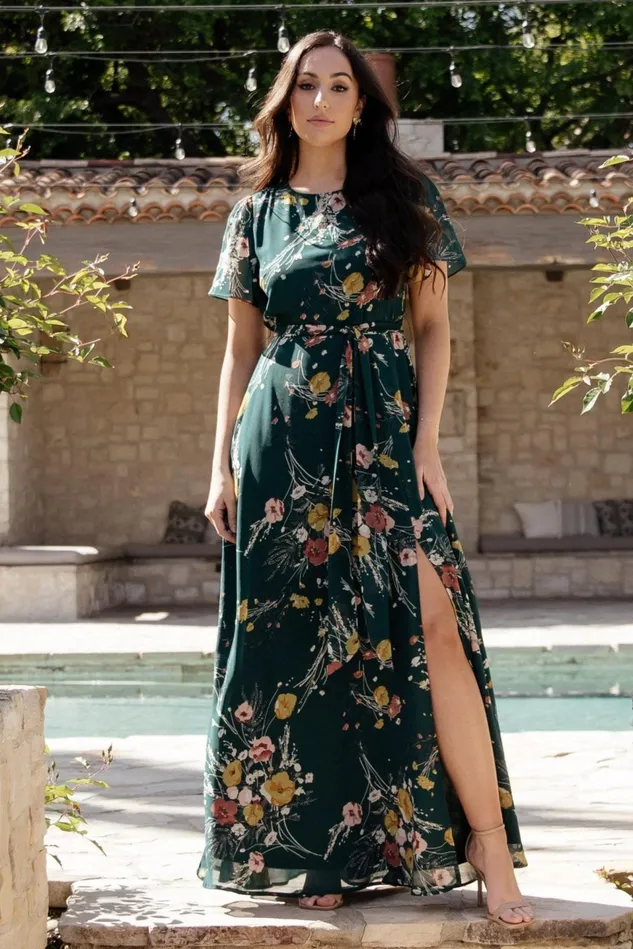 Baltic Born Mother Of The Bride Women Naomi Short Sleeve Maxi Dress Dark Green Floral Baltic Born Mother Of The Bride Women Naomi Short Sleeve Maxi Dress Dark Green Floral