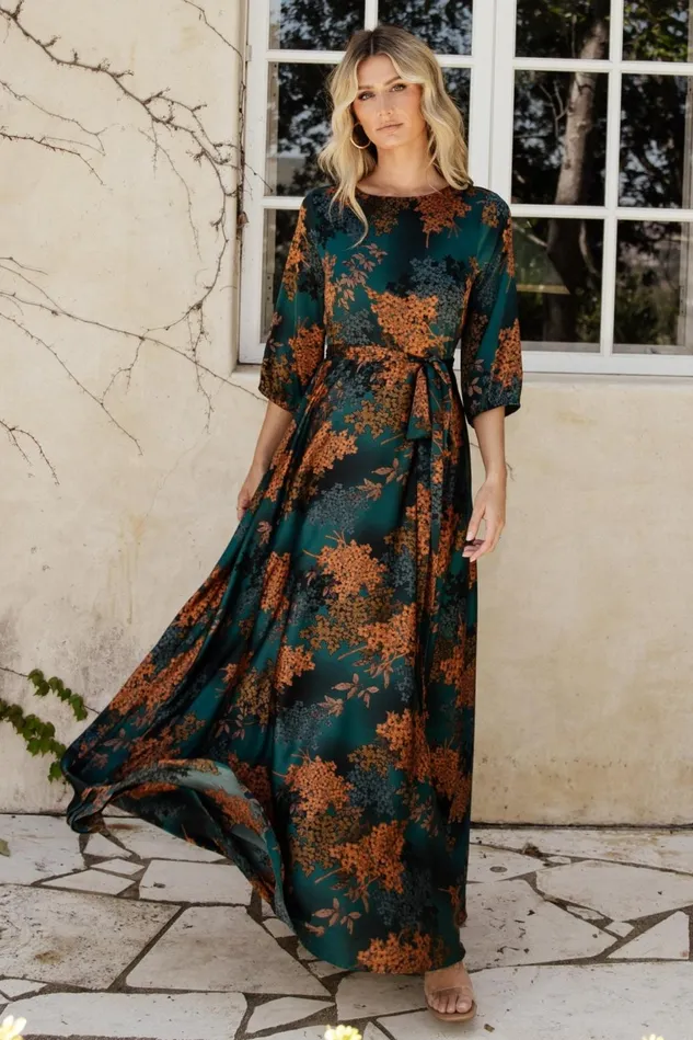 Baltic Born Mother Of The Bride Women Paula Satin Maxi Dress Jade Multi