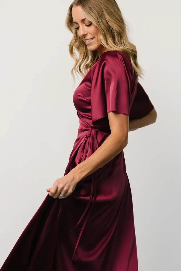 Baltic Born Mother Of The Bride Women Vara Satin Maxi Wrap Dress Mulberry Baltic Born Mother Of The Bride Women Vara Satin Maxi Wrap Dress Mulberry