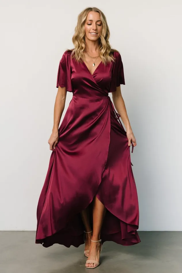 Baltic Born Mother Of The Bride Women Vara Satin Maxi Wrap Dress Mulberry Baltic Born Mother Of The Bride Women Vara Satin Maxi Wrap Dress Mulberry