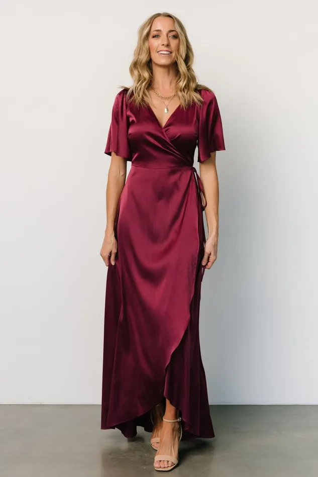 Baltic Born Mother Of The Bride Women Vara Satin Maxi Wrap Dress Mulberry Baltic Born Mother Of The Bride Women Vara Satin Maxi Wrap Dress Mulberry