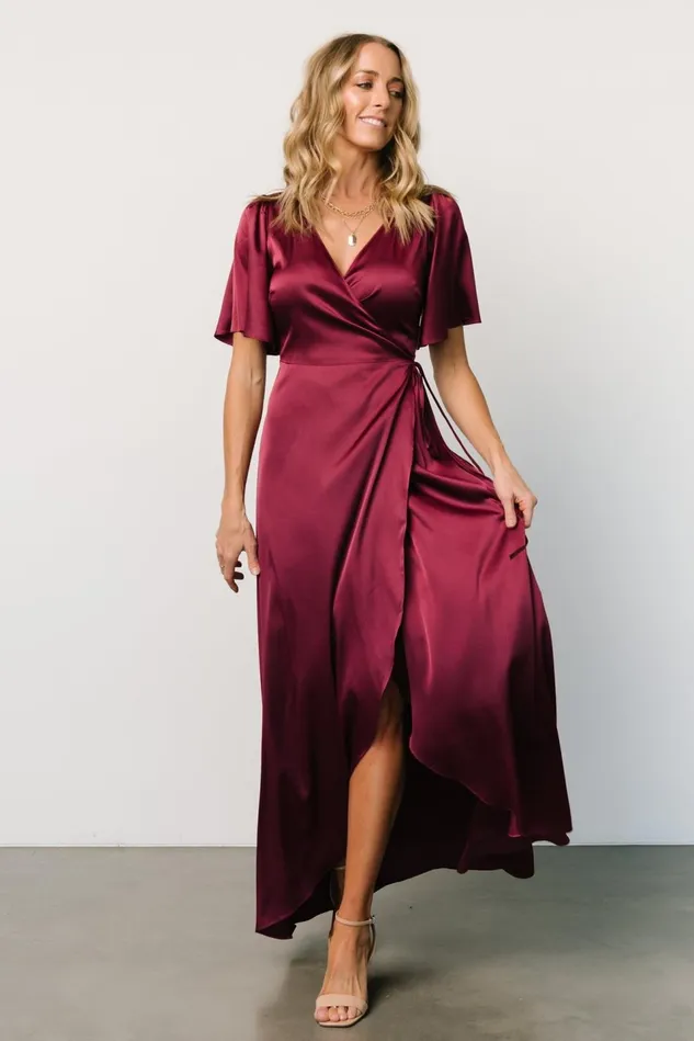 Baltic Born Mother Of The Bride Women Vara Satin Maxi Wrap Dress Mulberry Baltic Born Mother Of The Bride Women Vara Satin Maxi Wrap Dress Mulberry