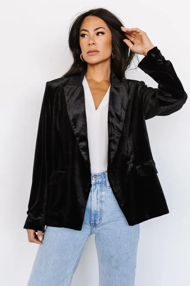 Baltic Born Outerwear Women Centennial Velvet Blazer Black