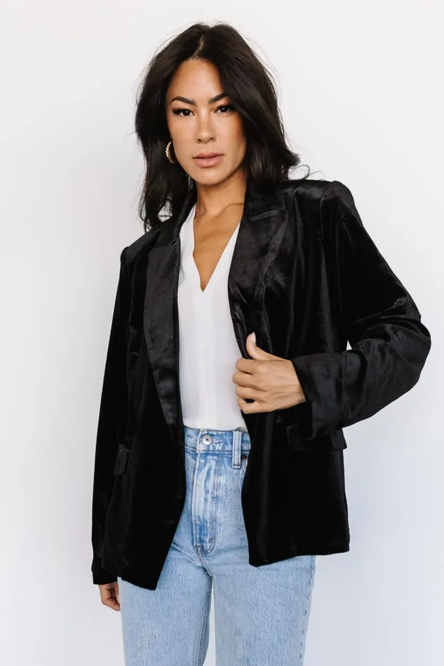 Baltic Born Outerwear Women Centennial Velvet Blazer Black Baltic Born Outerwear Women Centennial Velvet Blazer Black