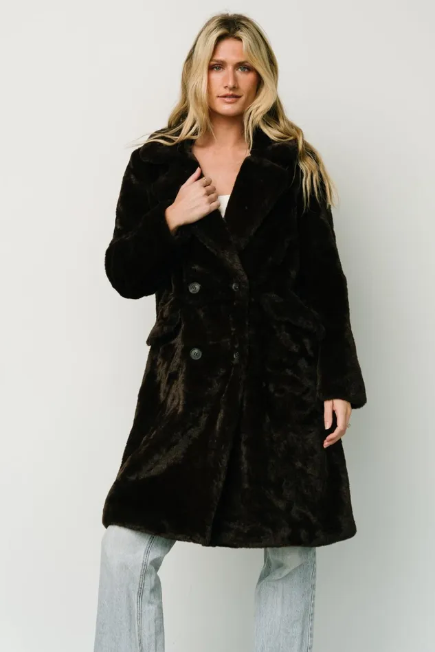 Baltic Born Outerwear Women Graham Long Faux Fur Coat Deep Brown Baltic Born Outerwear Women Graham Long Faux Fur Coat Deep Brown