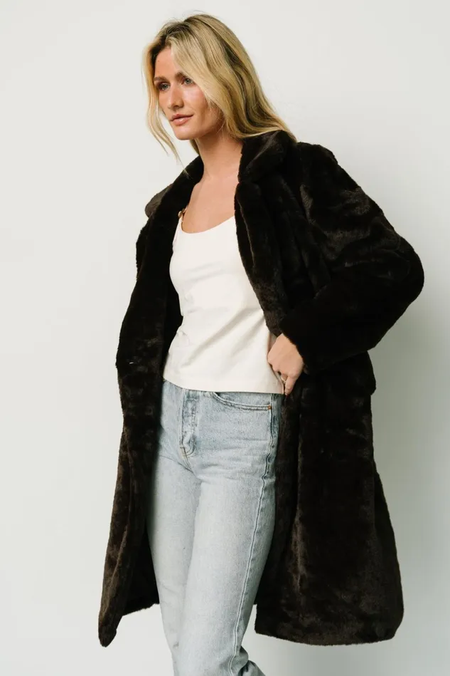Baltic Born Outerwear Women Graham Long Faux Fur Coat Deep Brown Baltic Born Outerwear Women Graham Long Faux Fur Coat Deep Brown