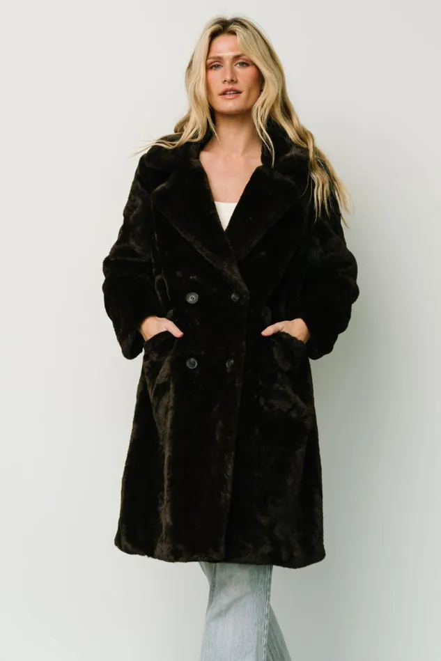 Baltic Born Outerwear Women Graham Long Faux Fur Coat Deep Brown Baltic Born Outerwear Women Graham Long Faux Fur Coat Deep Brown