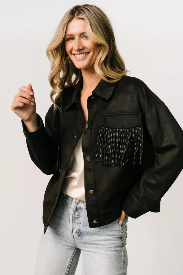 Baltic Born Outerwear Women Mills Fringe Jacket Black Baltic Born Outerwear Women Mills Fringe Jacket Black