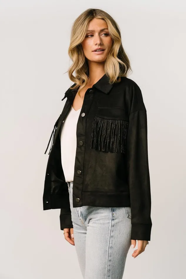 Baltic Born Outerwear Women Mills Fringe Jacket Black Baltic Born Outerwear Women Mills Fringe Jacket Black