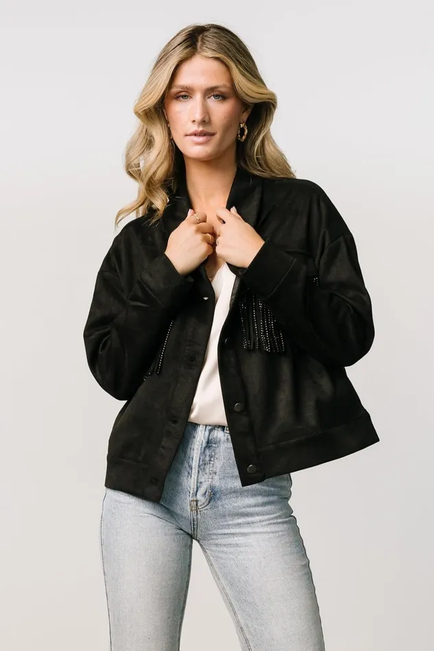 Baltic Born Outerwear Women Mills Fringe Jacket Black Baltic Born Outerwear Women Mills Fringe Jacket Black