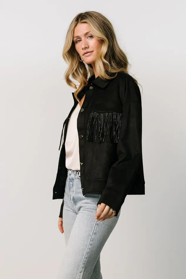 Baltic Born Outerwear Women Mills Fringe Jacket Black Baltic Born Outerwear Women Mills Fringe Jacket Black