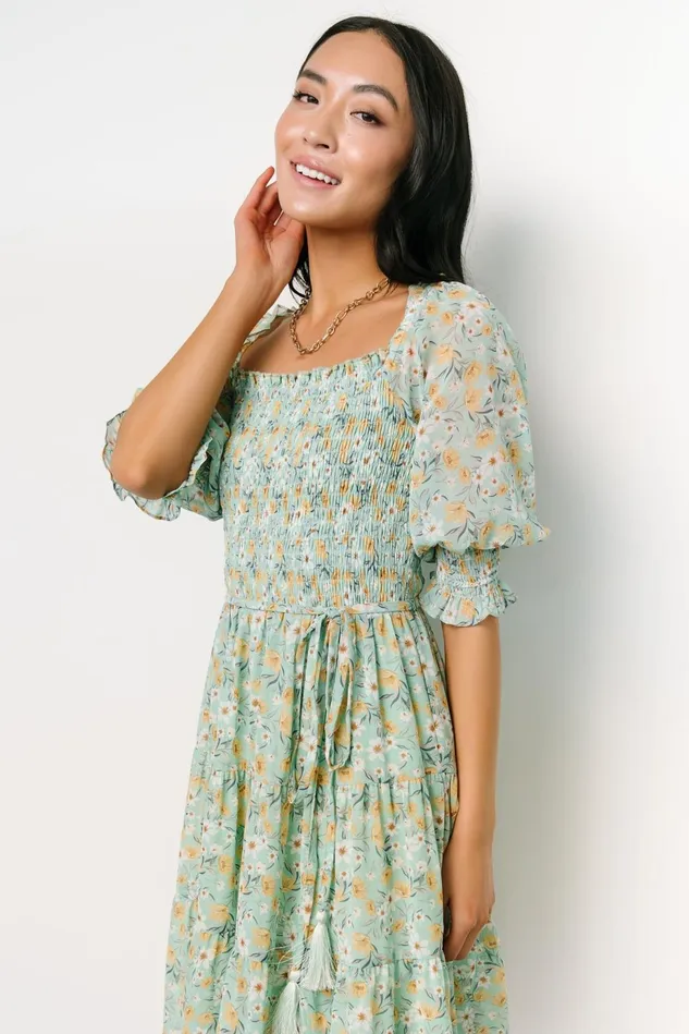 Baltic Born Short Dresses Women Azlyn Smocked Short Dress Sage Floral