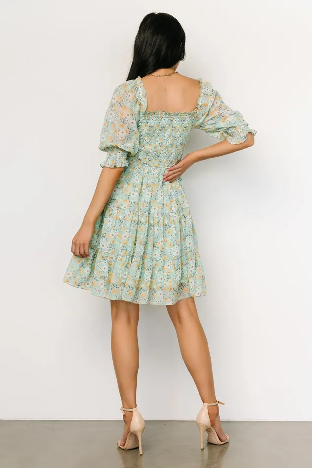 Baltic Born Short Dresses Women Azlyn Smocked Short Dress Sage Floral
