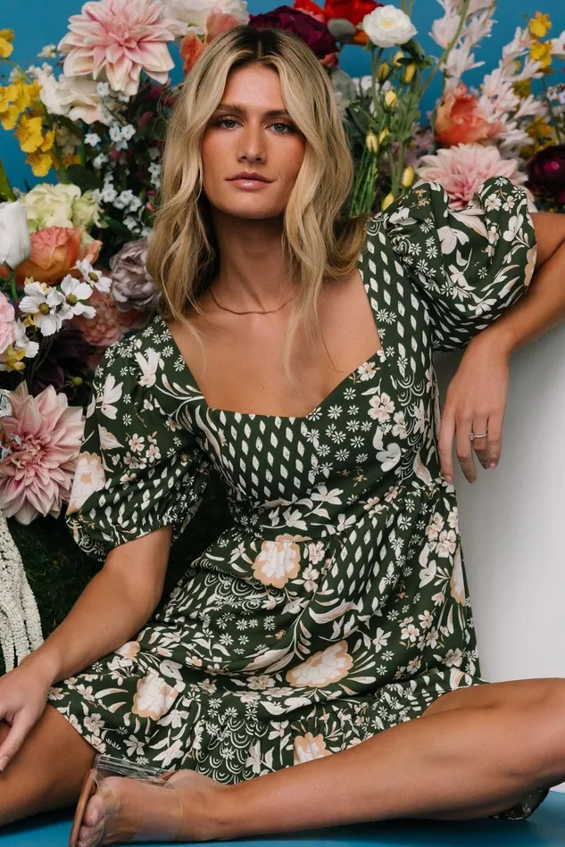Baltic Born Short Dresses Women Clea Sweetheart Mini Dress Olive Multi Baltic Born Short Dresses Women Clea Sweetheart Mini Dress Olive Multi