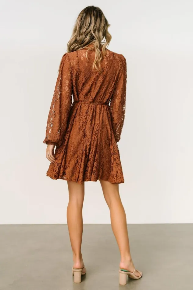Baltic Born Short Dresses Women Stefan Lace Short Dress Cinnamon Baltic Born Short Dresses Women Stefan Lace Short Dress Cinnamon