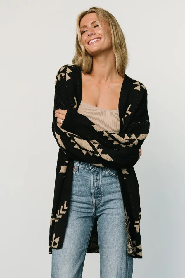 Baltic Born Sweaters Women Hays Oversized Cardigan Black Tan