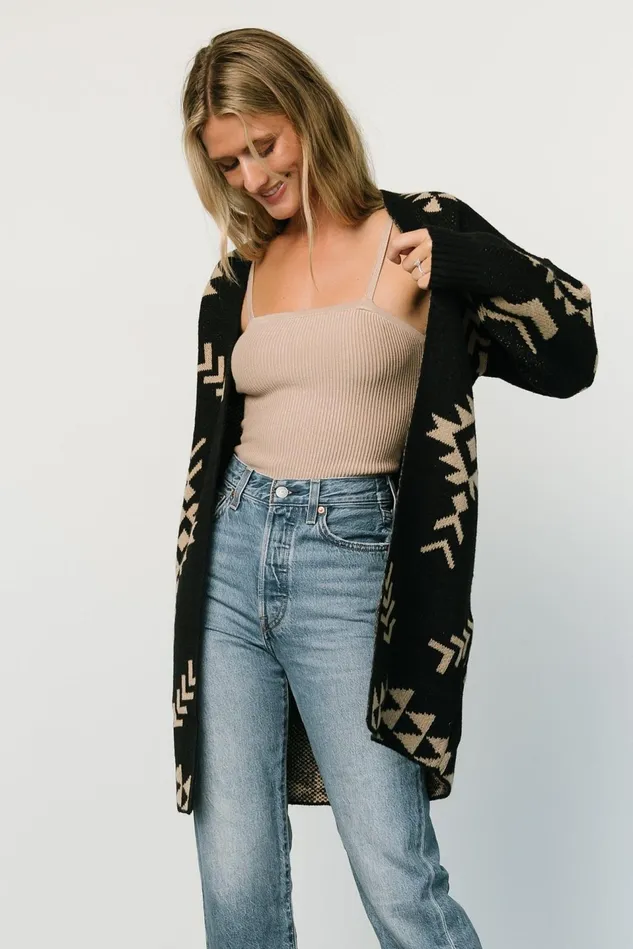 Baltic Born Sweaters Women Hays Oversized Cardigan Black Tan