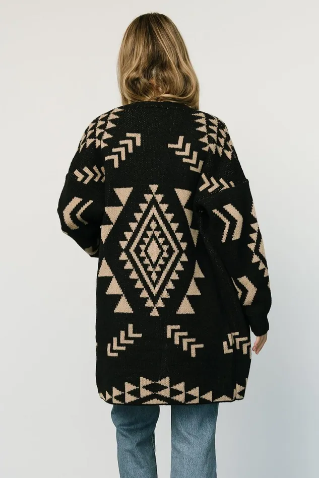 Baltic Born Sweaters Women Hays Oversized Cardigan Black Tan