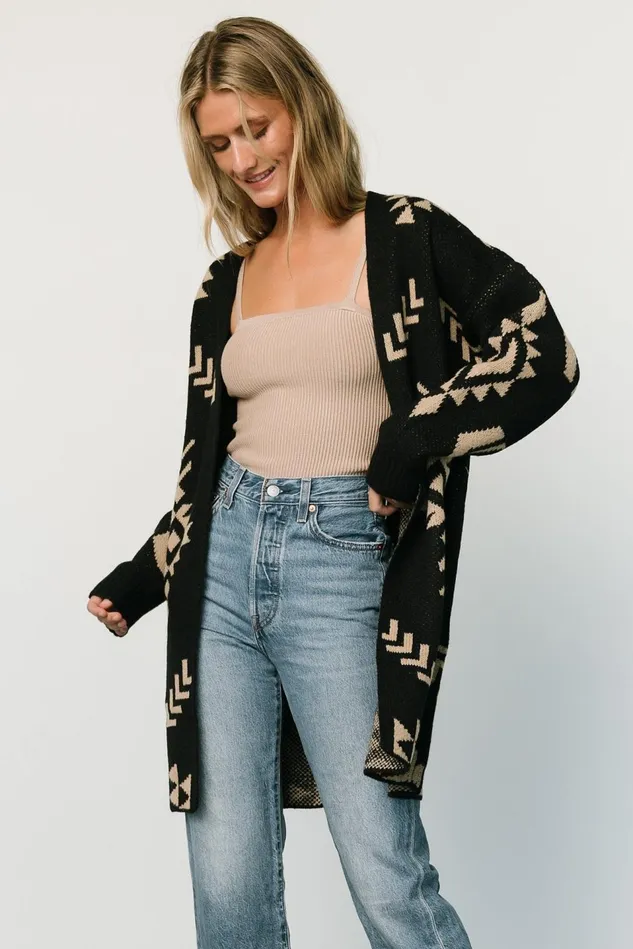 Baltic Born Sweaters Women Hays Oversized Cardigan Black Tan