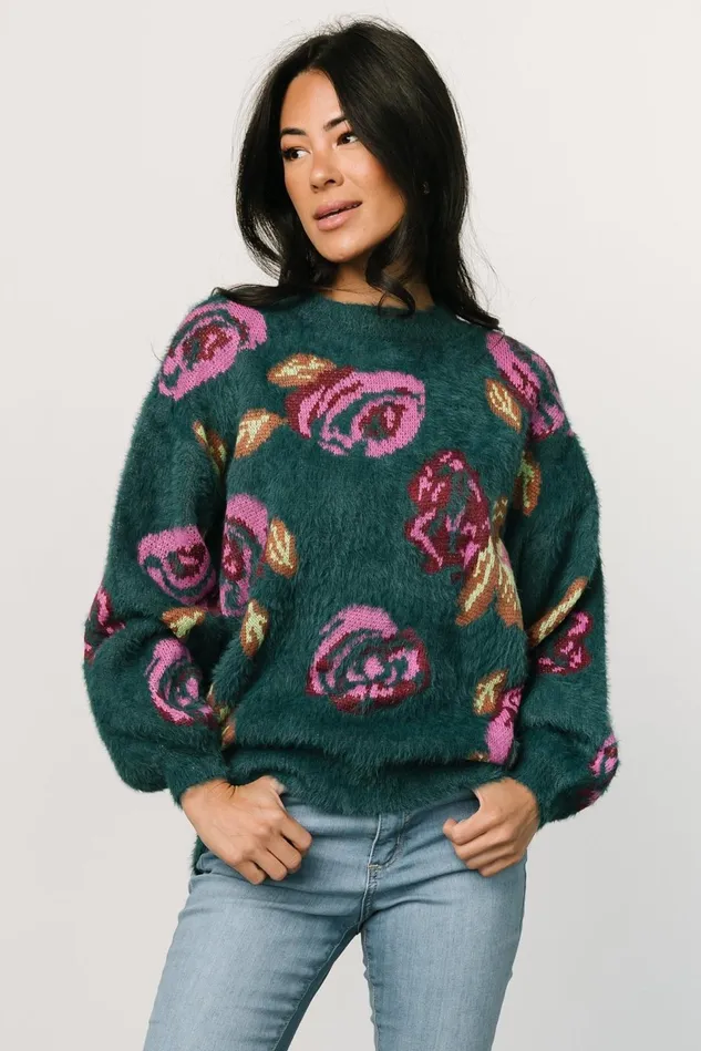 Baltic Born Sweaters Women Ryder Sweater Jade Multi Floral Baltic Born Sweaters Women Ryder Sweater Jade Multi Floral