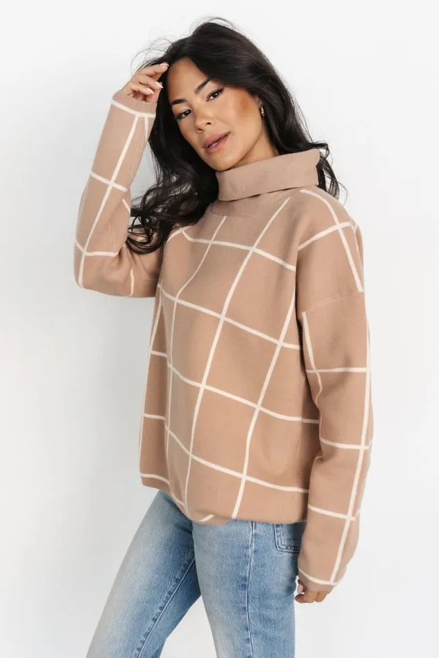 Baltic Born Sweaters Women Tahoe Turtleneck Sweater Taupe Cream Baltic Born Sweaters Women Tahoe Turtleneck Sweater Taupe Cream