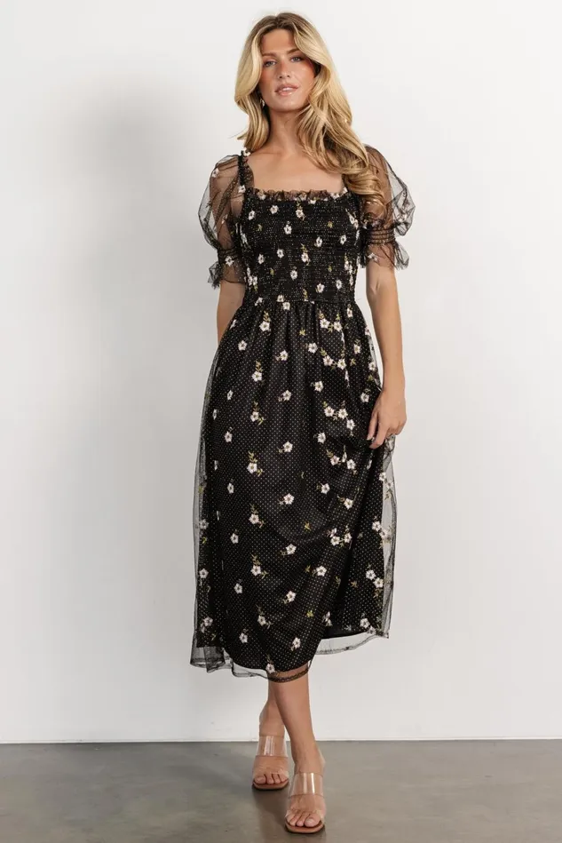 Baltic Born Tulle Styles Women Emilia Embroidered Dress Black