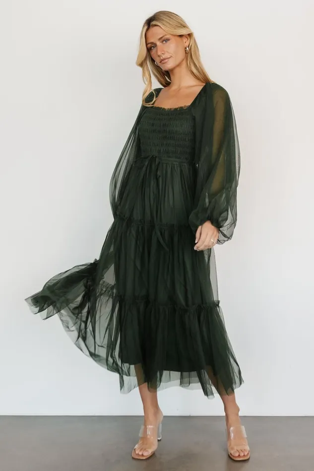Baltic Born Tulle Styles Women Katrina Tulle Maxi Dress Dark Green