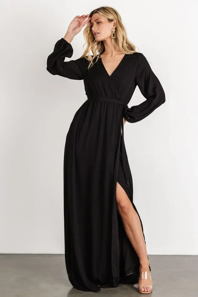 Baltic Born Wedding Guest Women Breanne Faux Wrap Maxi Dress Black Baltic Born Wedding Guest Women Breanne Faux Wrap Maxi Dress Black