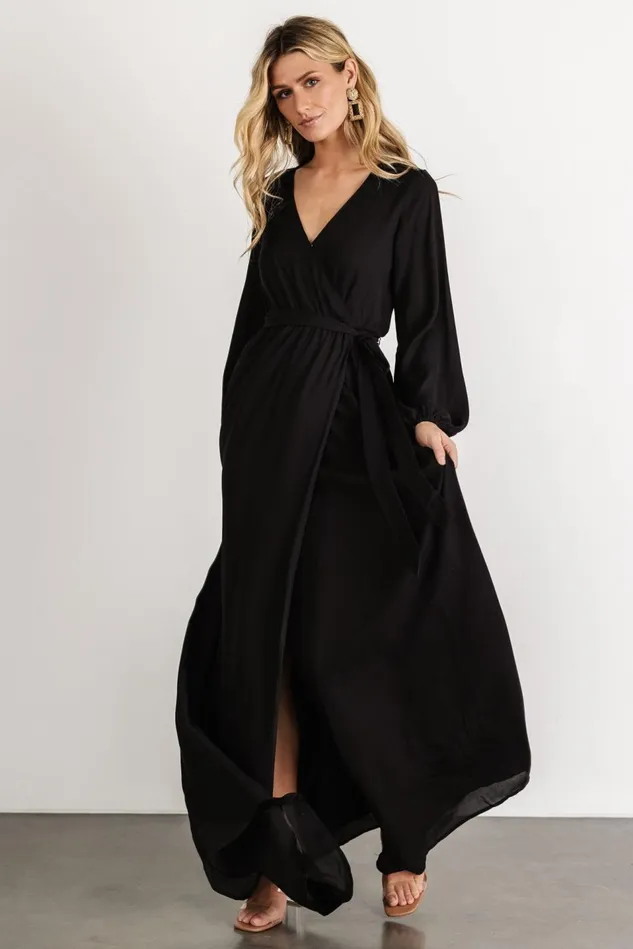 Baltic Born Wedding Guest Women Breanne Faux Wrap Maxi Dress Black Baltic Born Wedding Guest Women Breanne Faux Wrap Maxi Dress Black