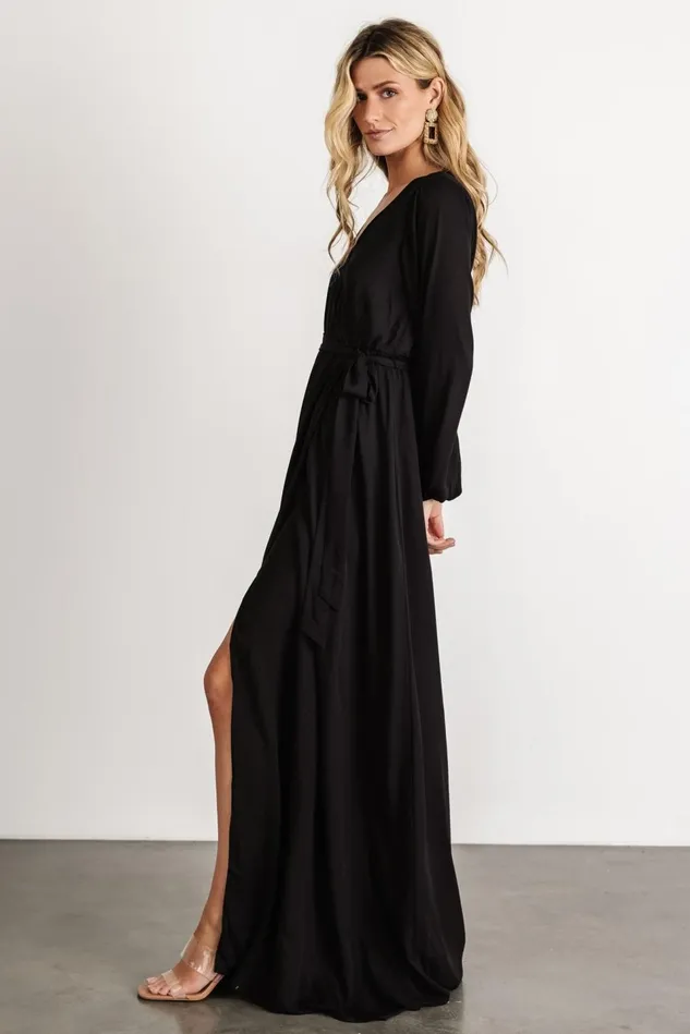 Baltic Born Wedding Guest Women Breanne Faux Wrap Maxi Dress Black Baltic Born Wedding Guest Women Breanne Faux Wrap Maxi Dress Black