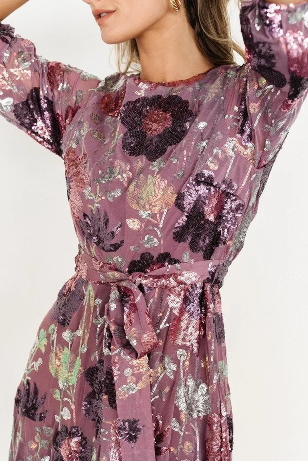 Baltic Born Wedding Guest Women Destiny Sequin Maxi Dress Lilac Floral Baltic Born Wedding Guest Women Destiny Sequin Maxi Dress Lilac Floral