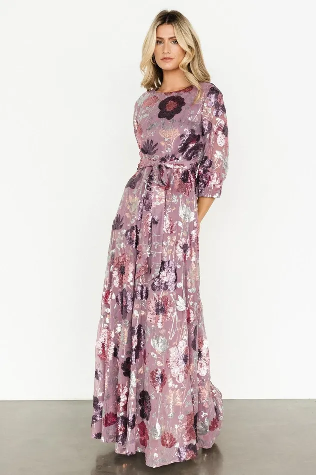 Baltic Born Wedding Guest Women Destiny Sequin Maxi Dress Lilac Floral Baltic Born Wedding Guest Women Destiny Sequin Maxi Dress Lilac Floral