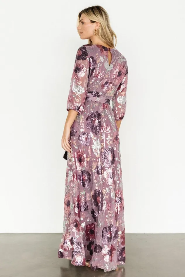 Baltic Born Wedding Guest Women Destiny Sequin Maxi Dress Lilac Floral Baltic Born Wedding Guest Women Destiny Sequin Maxi Dress Lilac Floral