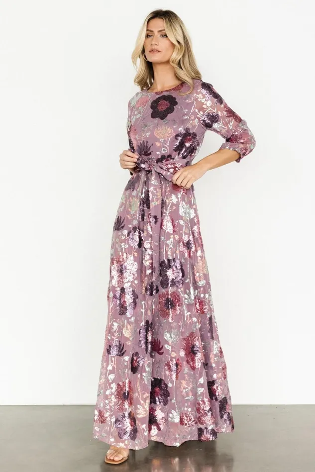 Baltic Born Wedding Guest Women Destiny Sequin Maxi Dress Lilac Floral Baltic Born Wedding Guest Women Destiny Sequin Maxi Dress Lilac Floral