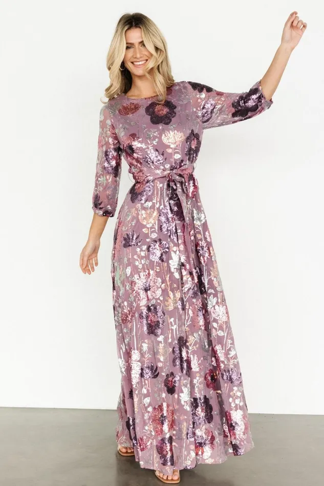 Baltic Born Wedding Guest Women Destiny Sequin Maxi Dress Lilac Floral Baltic Born Wedding Guest Women Destiny Sequin Maxi Dress Lilac Floral