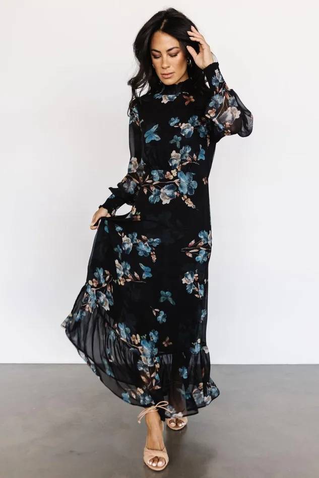 Baltic Born Wedding Guest Women Luciana Maxi Dress Black Blue Baltic Born Wedding Guest Women Luciana Maxi Dress Black Blue