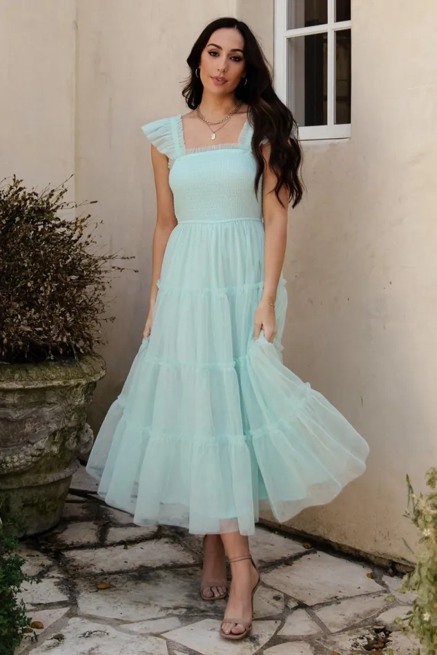 Baltic Born Wedding Guest Women Mindi Tulle Midi Dress Sea Blue