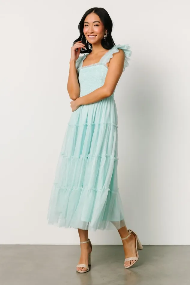 Baltic Born Wedding Guest Women Mindi Tulle Midi Dress Sea Blue