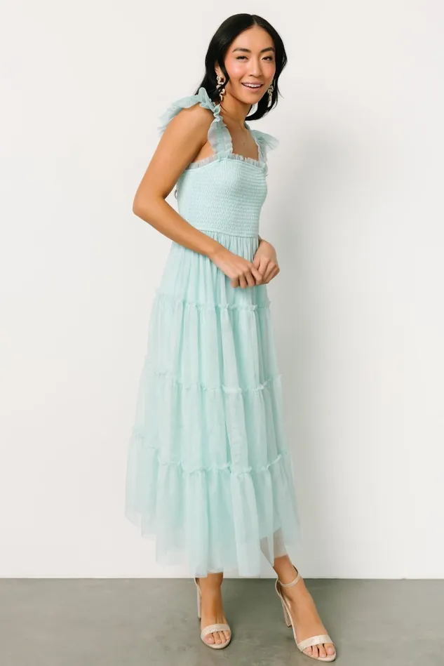 Baltic Born Wedding Guest Women Mindi Tulle Midi Dress Sea Blue
